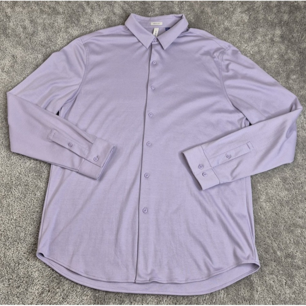 Artefact Dress‎ Shirt Mens Large Purple Regular Stretch Button Front Business